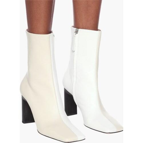 Arden Furtado 2020 autumn Fashion Womens Shoes Mature sexy Zipper chunky heels Elegant square toe ankle Boots large size 41 42