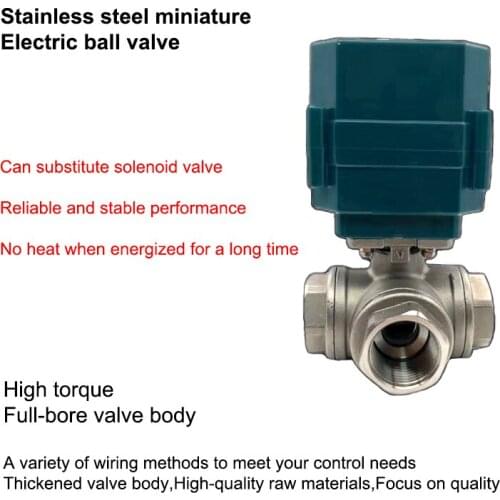 Motorized Ball Valve Stainless Steel 3-Way DN15-25 Full Bore Big Torque Ball Valve 2/3 wire electric actuator AC220V DC24V DC12V