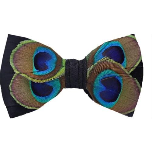 Mens Feather Bow Tie Peacock Plume Wedding Groom Business Banquet Cocktail Party Nightclub Bowtie Fashion Mens Jewelry Gift