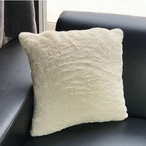 Soft Fur Hug Pillowcase Decorative Cushion Cover Imitation Rabbit Fur Warm Pillowcase Sofa Bed Home Decoration