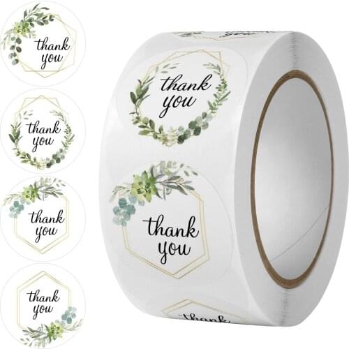 500PCs Thank You Stickers Seal Labels with Flower Round Envelopes Seal Stickers