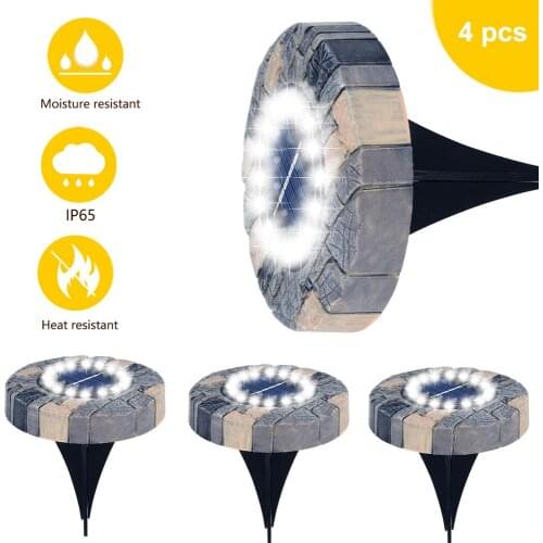 4 pcs Ground Light IP66 Waterproof Solar Powered Garden Landscape Lawn Lamp Light Sensor Buried Light Road Decking 16 LEDs Light