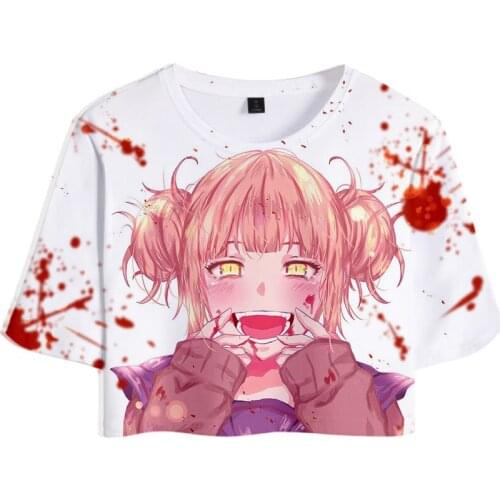2021 New Anime My Hero Academy Himiko Tog Womens 3D Navel T-Shirt Spot Style Diversity Hip Hop Casual