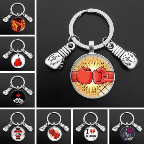 New Sport I Love Boxing Gloves Key Chain Kicking Boxing Pendant Boxing DIY Keychain Gift for Boxing Lovers