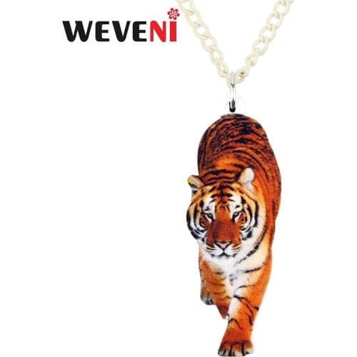 WEVENI Original Acrylic Jungle Elegant Tiger Necklace Pendant Chain Choker Anime Animal Jewelry For Women Girls Hot Wholesale