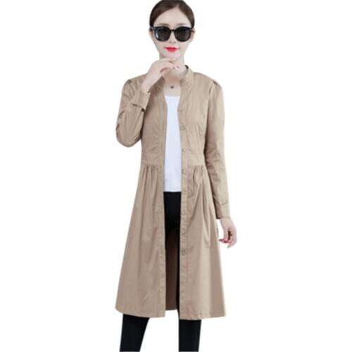 2020 Autumn Womens Windbreaker Slim Ladies Thin Coats Trench Coats With Belt Long Coats Fashion Female Trench Long Coat N556