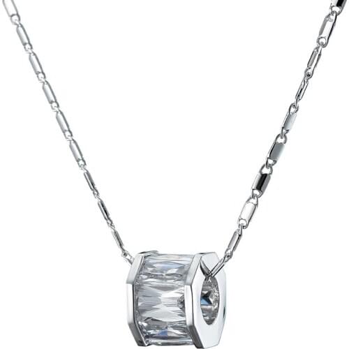 Color Crystal Pendant Necklace Big Hole Bead Geometric Chain Necklace Women Fashion Jewelry Party Gift Dropshipping 2020