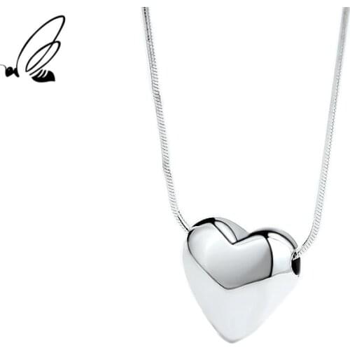 SSTEEL Sterling Silver 925 Heart Pendants And Necklaces For Women Personalized Snake Chain Necklace Accessories Fine Jewelry