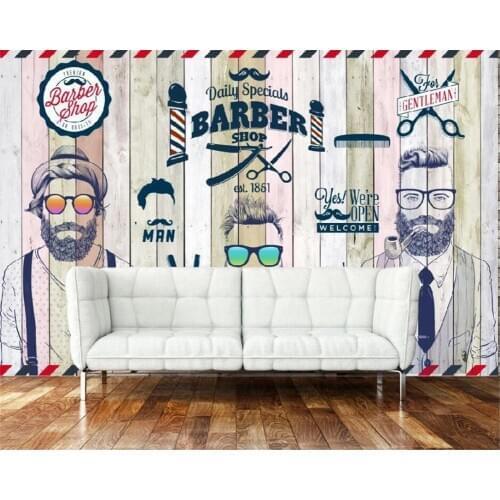 Custom wallpaper 3d retro nostalgic trend clothing store background wall barber shop mural beauty salon wallpaper Papel de pared