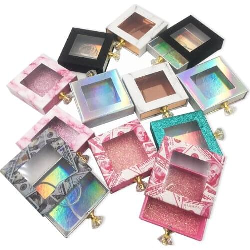 Eyelashes Package Cases Make Up 7 Color 25mm Mink Lashes Packaging Wholesale Square Drawable Lash Boxes Lash Packaging In Bulk