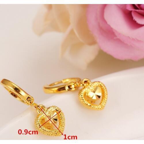 Heart Earring For Girls Ladies Birthday Gift Trendy 24k Yellow Fine Gold Filled Engagement Wedding Bands Promise Earring