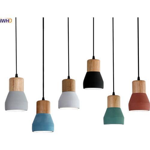 IWHD Nordic Modern Wooden Pendant Lamp Bar Bedroom Living Room Light LED Retro Loft Industrial Decor Hanging Lights Hanglamp