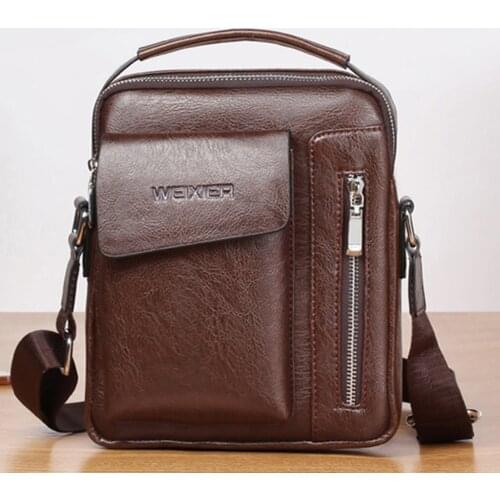 Adisputent Mens Bag Shoulder Leather Crossbody Men Vintage Solid Color Handbag Designer Man Messenger Bags Retro Zipper Handbag