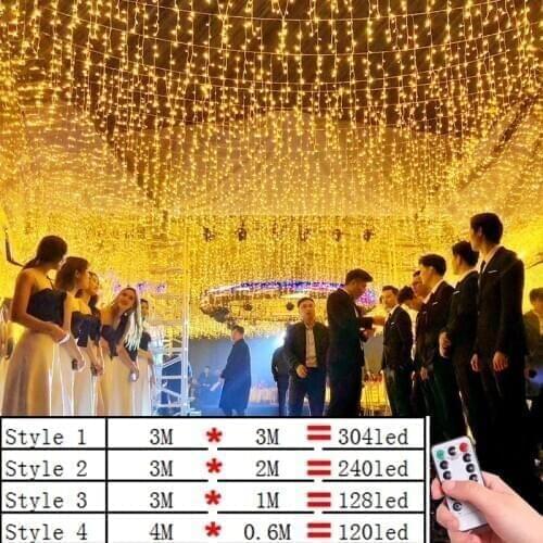 LED Icicle Light Curtain Light Waterfall Light String Garlands Fairy Light Starry Festival Party Decor Outdoor Waterproof Light