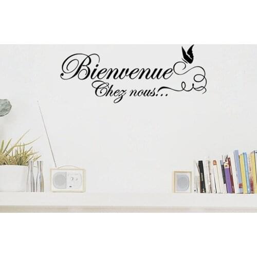 French Quote "welcome" with Butterfly Vinyl Wall Sticker Decal Mural Wall Art Wallpaper Living Room Home Decoration Poster