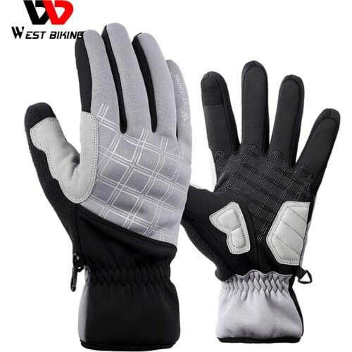 WEST BIKING Touch Screen Bike Gloves For Men Women Full Finger Cycling Gloves Camping Skiing Winter Thermal Bicycle Glove