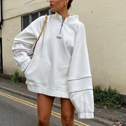 Women Hoodies Streetwear Fashion Long Sleeve Turtleneck Zipper Sweatshirt Autumn Casual Loose Hoodie Pullover Womens Clothes