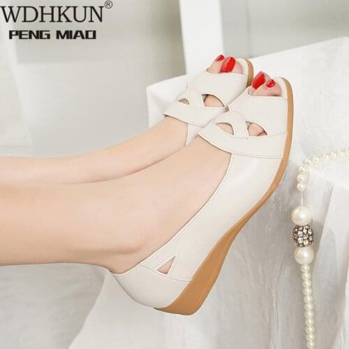 Plus Size Sandals Women 2021 Summer Fashion New Womens Flat Sandals Hollow Soft Sole Casual Slope with Fish Mouth Womens Shoes