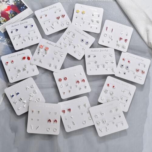 Trendy Geometric Heart Stud Earrings Set For Women Fashion Crystal Elegant Pearl Flower Earring Daily 2020 Jewelry