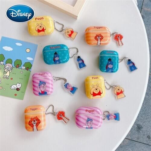 1pcs Cartoon Cute Striped Pooh Airpods Pro Protective Sleeve Apple Bluetooth Toy pendant earphone Case Gift