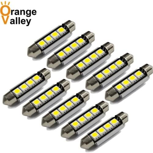 10pcs Car 31 36 39 41 mm SMD 5050 4 LED Festoon CANBUS Error Free Auto Interior Light C5W Reading Light Lamp Bulb DC 12V