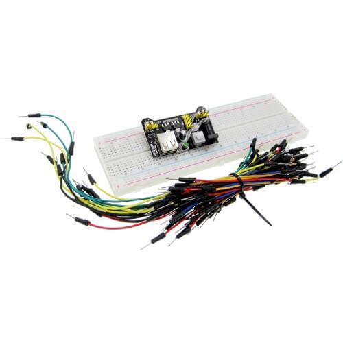 3.3V/5V MB102 Breadboard power module+MB-102 830 points Solderless Prototype Bread board kit +65 Flexible jumper wires