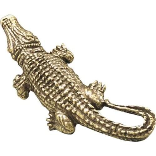 3D Mini Crocodile Casting Animal Figurine Retro Style Metal Sculpture Home Office Room Desktop Decoration Collect Ornaments Gift