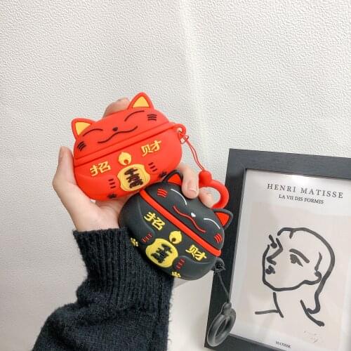 3D Silicone Cases For Huawei Freebuds Pro Case Cute Lucky Cat CartoonEarphone Cover Fundas For Huawei FreeBuds PRO Case Coque