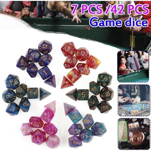 42Pcs Dice Set for Polyhedral DnD Mixed Color Dice RPG Dungeons and Dragons Role Playing Game Board Game Dice Set + Storage Bag