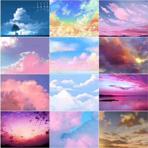 5D Diy Diamond Painting Colorful Clouds Blue Sky Scenery Cross Stitch Kit Mosaic Landscape Embroidery Full Drill Home Decor Gift