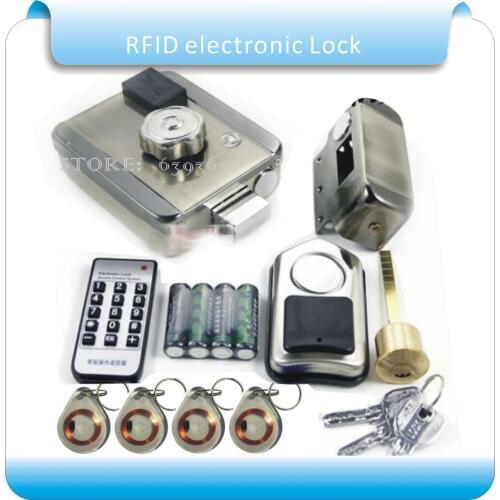 Free shipping DIY Battery RFID electronic Door Locks Security Anti-theft Lock Multiple Insurance Lock with battery box