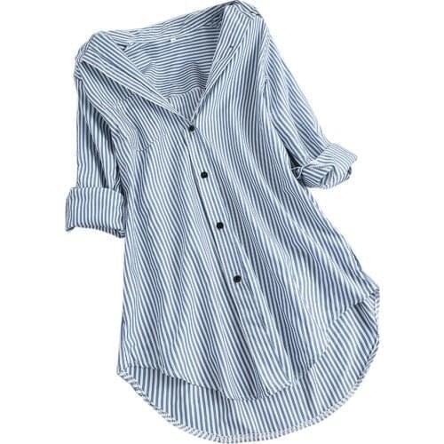 5xl Plus Size Women Tunic Shirts Chic Stripe Blouse Autumn Ladies Large Size Button Lace V Neck Long Sleeve Shirt Blouse Blusas