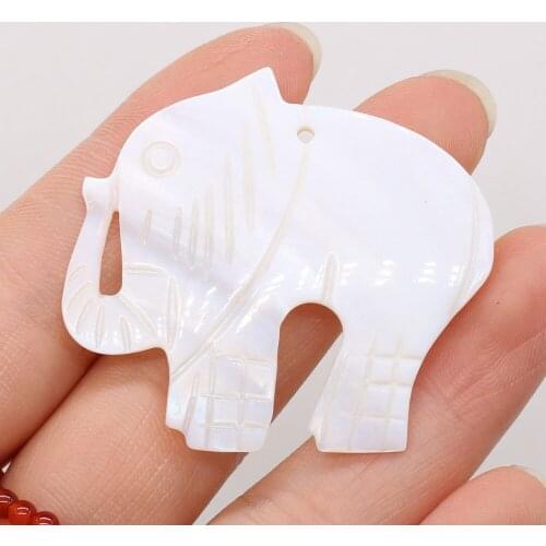 Natural Freshwater White Shell Pendant Elephant Animal Loose Beads Cute Jewelry Making DIY Necklace Earring Accessories 45 Mm