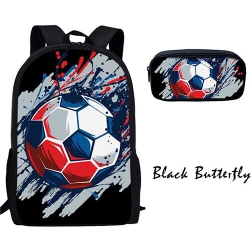 Children Bag Football School Bags Set Backpack For Girls Boys Kids Pencil Bag 3-8 Years Old Black Butterfly