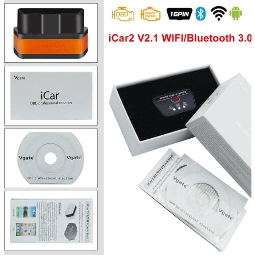 Vgate icar2 Bluetooth/WIFI OBD2 Diagnostic Tool ELM327 Bluetooth OBD 2 Scanner Mini ELM 327 WiFi for Android/IOS/PC Code Reader