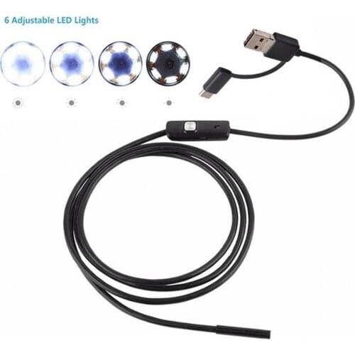 Endoscope Camera Flexible 3-in-1 Port Auto Exposure 8mm Lens Waterproof 1m Borescope for Repair for Android PC Notebook