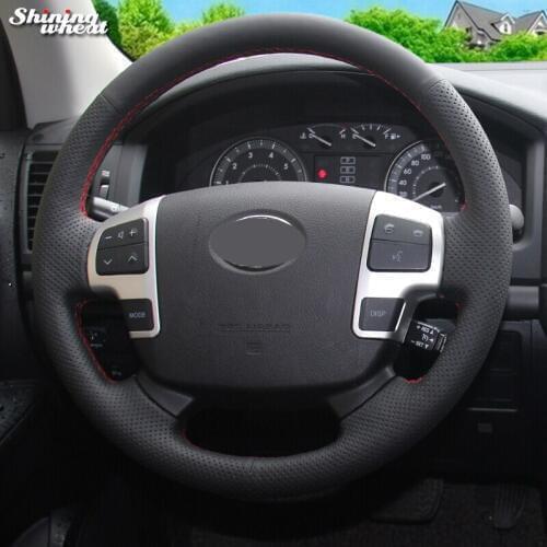 BANNIS Black Leather Car Steering Wheel Cover for Toyota Land Cruiser 2008-2015 Tundra 2007-2013 Sequoia 2008-2011