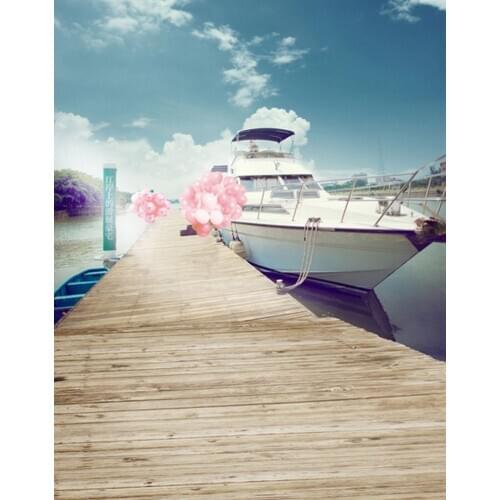5x7ft Boat Pink Balloon Photography Backdrops Photo Props Studio Background