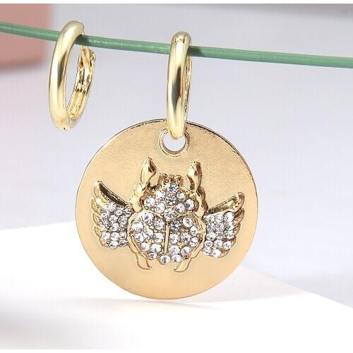 Itenice Asymmetrical Golden Yellow Polished Owl Rhinestone Earrings Accessories Fashion Exquisite Female Earmuffs Earrings