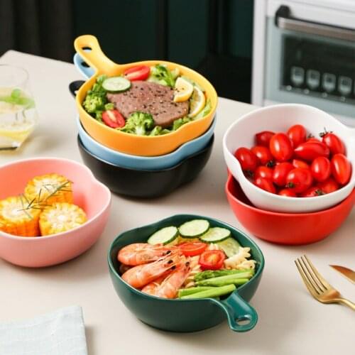 Creative ceramic household Apple Bowl with handle cheese baking Bowl fruit salad Bowl dessert baking ceramica ramen bowls