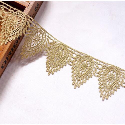 1Yard 6.5cm Width Gold Lace Trim Wedding Dress Headband Ribbon Lace Fabric Sewing Handicraft DIY Craft Clothing Hair Accessories