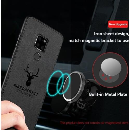 Hot Cloth Texture Deer TPU Magnetic Car Case For Huawei Mate 40 30 20 Built-in Magnet Plate Case For Honor 30 20 Nova8 Pro Cover