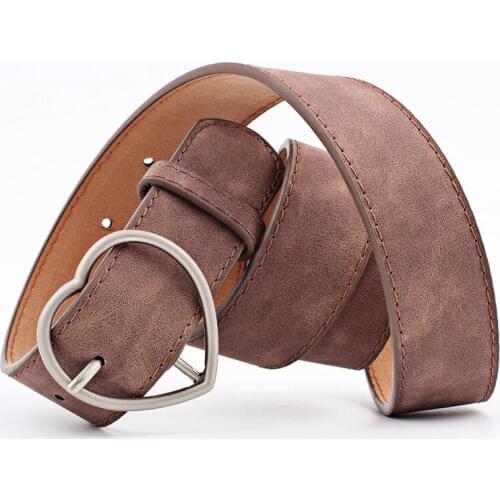 Metal Heart Corset Wedding Party Dress Harajuku Heart Pin Buckle Belt 2019 New Pattern Joker PU Leather Belt For Women