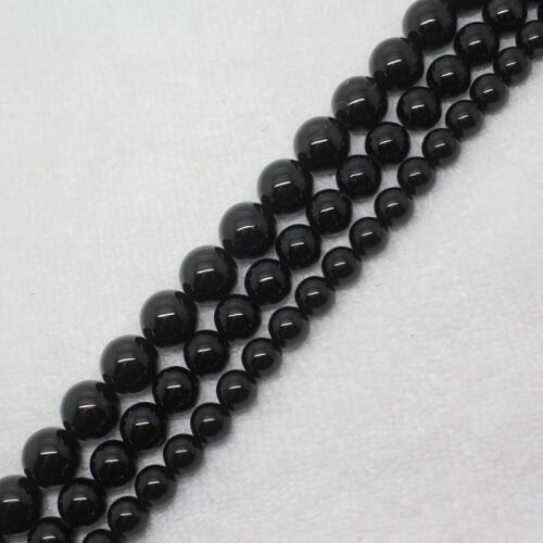 Mini. order is $7! 8-12mm Natural Black Turmaline Jewelry Making Round Loose Beads 15"