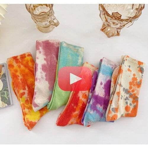Korean style fashion Harajuku tie dye socks street fashion hip hop skateboard super cool socks art design high quality socks