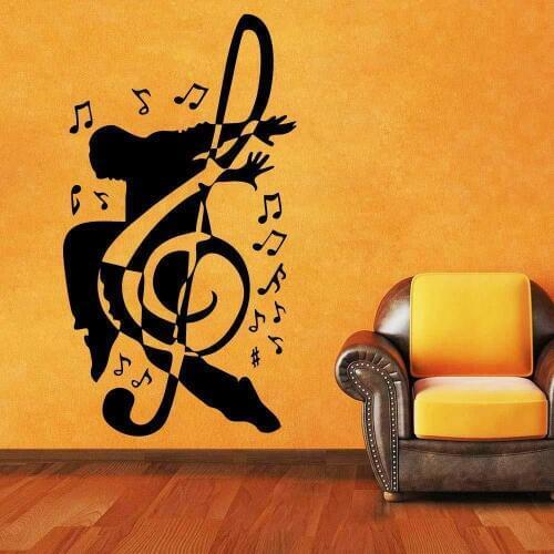 Music notation Wall Sticker Music Man Design Musician Boys Bedroom Decor Decals Removable Home Living Room Décor Poster Z605