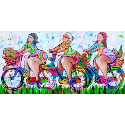 FSBCGT Oil Painting By Numbers Abstract Art Fat Lady On Bike Pictures By Numbers Drawing On Canvas Home Wall Decor