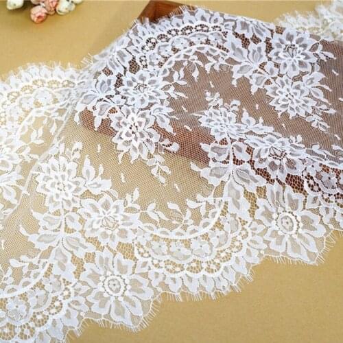 Delicate French Lace Eyelash Lace Off White Chantilly Bridal Lace Trim Soft Nylon Eyelash Lace Trim Wedding Dress Fabric 39cm
