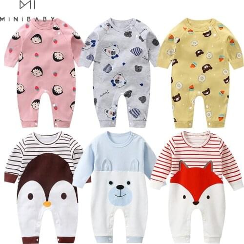 Baby Boys Clothes 2021 Spring Newborn Rompers For Girls Autumn Cotton Cartoon Jumpsuits 0-24m Long Sleeve Kids Clothing Infants