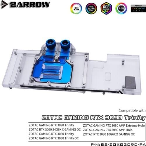 Barrow PC cooling GPU cooler video Graphics Card Water Block for ZOTAC 3090 3080 X GAMING Trinity 5v ARGB LRC2.0 BS-ZOXG3090-PA